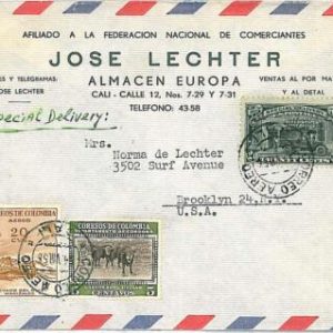 18887 - COLOMBIA /USA  - POSTAL HISTORY - Airmail COVER  1958 - MIXED FRANKING