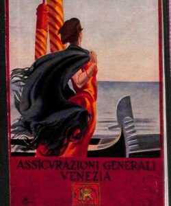 Lib823 - FOGLIETTO PUBBLICITARIO Illustrato d'Epoca - ASSICURAZIONI GENERALI Ve
