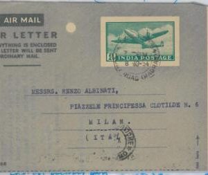 48983 - INDIA - POSTAL STATIONERY : AEROGRAMME H & Gage # 14 to ITALY 1954