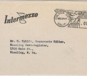43225- USA -  POSTAL HISTORY -  PACKAGE POSTAL LABEL nice postmark -  MUSIC 1947