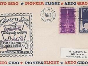 36735-USA- POSTAL HISTORY - AVIATION Pioneer Flight AUTO GIRO 1939 : Rotary-Wing