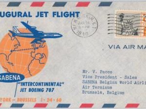 50160- USA-AIRMAIL - FLIGHT COVER - SABENA : New York  /  Bruxelles - 24.01.1960