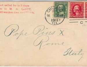 56424 -  USA United States -  POSTAL HISTORY:  COVER sent to POPE PIUS X ! 1911