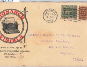 56427 -  USA United States -  POSTAL HISTORY:  ADVERTISING COVER  to ITALY 1908