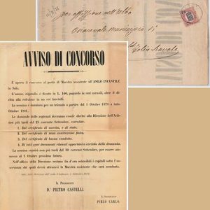 ITALIA REGNO storia postale - 1878 - MANIFESTO di SALO': Concorso Maestra Asilo
