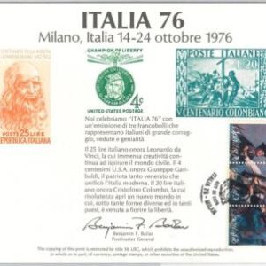57361 - USA / ITALIAN - POSTAL HISTORY: SPECIAL CARD 1976 - Garibaldi LEONARDO
