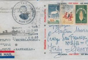 57365 - USA - POSTAL HISTORY: Cover sailed on MAIDEN VOJAGE of MICHELANGELO 1965