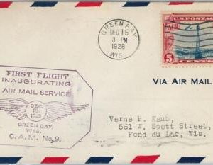 60135 - USA -  INAUGURATION Flight COVER: GREEN BAY, WIS  -  AMC: 9 E12