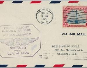 60134 - USA -  INAUGURATION Flight COVER: OSHKOSH , WIS  -  AMC: 9 E10