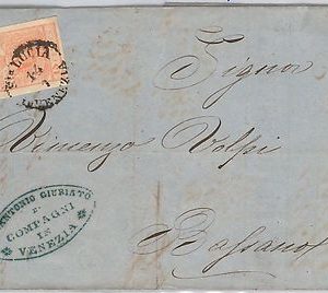 ANTICHI STATI:  LOMBARDO VENETO :   BUSTA da SANTA LUCIA - VENEZIA 1858