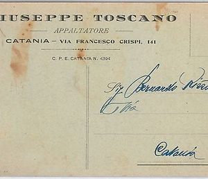 44227  CARTOLINA d'Epoca - CATANIA Città - PUBBLICITARIA : Appaltatore 1939