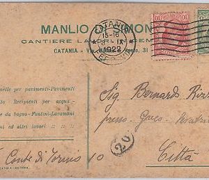 44232   CARTOLINA d'Epoca - CATANIA Città - PUBBLICITARIA : Cantiere Lavori 1922