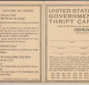 61049- USA  -  VINTAGE DOCUMENT : Thrift Card 1923