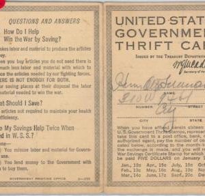 61050  - USA -  VINTAGE DOCUMENT: Thrift Card 1923