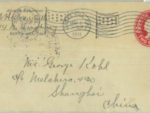 86114 - USA - POSTAL HISTORY -  STATIONERY COVER  to SHANGHAI China 1911 Flags