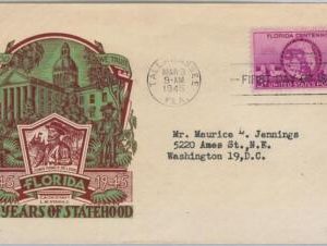 65637 - UNITED STATES USA -  Cachet FDC COVER  1945: Scott   # 927  - FLORIDA