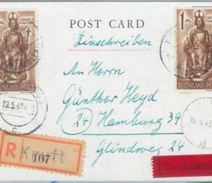 77525 - GERMANY Rheinland-Pfalz - Postal History - Mi # 15*2 REGISTERED POSTCARD