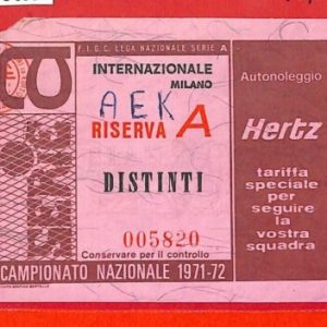 C0956 - Vecchio BIGLIETTO PARTITA CALCIO - 1971-1972 AEK ATENE