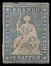 95000f - SWITZERLAND - STAMP - Zumstein # 23Cb - Mint Hinged MH - REPAIRED