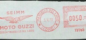 90546 - STORIA POSTALE - Annullo ROSSO MECCANICO 1970 Moto Guzzi  Mandello Lario