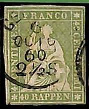 95002aC -  SWITZERLAND - STAMP - Zumstein # 26C or 26G - USED faulty