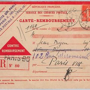 46394 FRANCE - HISTOIRE POSTAL :  Postal Stationery CARTE REMBOURSEMENT 1936