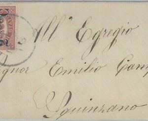 82506 - REGNO - STORIA POSTALE -  Sass 34 sovrastampa spostata  su BUSTA