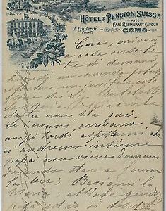40238   CARTOLINA d'Epoca - COMO Città : HOTEL PENSION SUISSE 1894