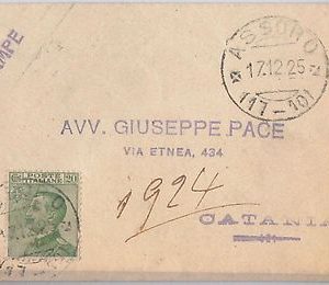 ENNA --- ITALIA REGNO:  storia postale - BUSTA Stampe da Assoro 1925
