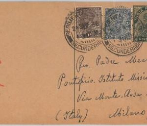 49011 - INDIA - POSTAL STATIONERY CARD from Secunderabad to ITALY 1936