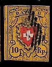 94982aD - SWITZERLAND  -  STAMP -   Yvert #  16 II -  USED small defect