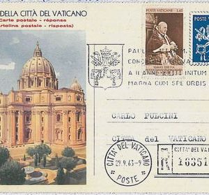 37188 - VATICANO : STORIA POSTALE - Intero Postale C14 (R) - raccomandata 1963