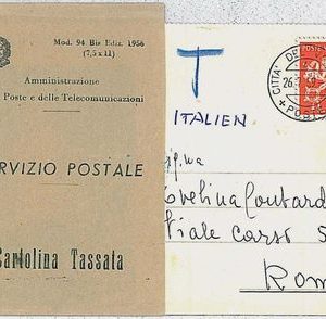 37190 - VATICANO : STORIA POSTALE - Intero Postale TASSATO 1959