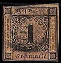 94904 - 2g  - GERMANY Baden - STAMP  -  Michel  #  1b  - very fine USED