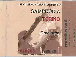 C0044  - Vecchio  BIGLIETTO PARTITA CALCIO - 1985/ 1986 : SAMPDORIA / TORINO