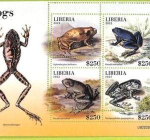 B0523 - LIBERIA - ERROR MISPERF Stamp Sheet - 2022 - Reptiles, Frogs