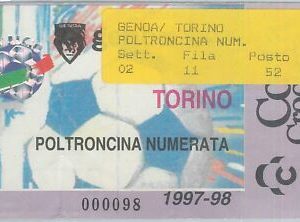 C0065  - Vecchio  BIGLIETTO PARTITA CALCIO - 1997/ 1998 : GENOA /  TORINO