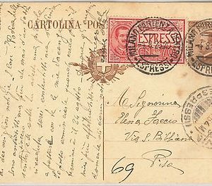 53612 - REGNO - INTERO POSTALE spedito ESPRESSO da MILANO a PISA 1926