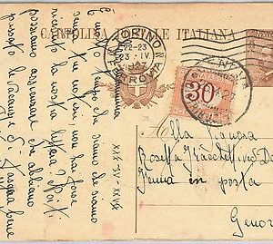 53615 - REGNO - INTERO POSTALE tassata per FERMO POSTA 1927