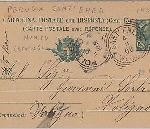 53621 - REGNO - INTERO POSTALE: annullo SANT'ENEA tondoquadro 1908