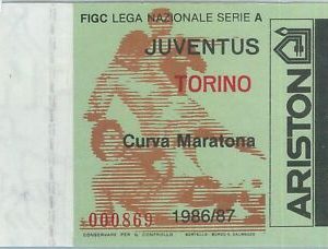 C0076  - Vecchio  BIGLIETTO PARTITA CALCIO - 1986/ 1987 :JUVENTUS / TORINO