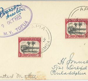 39878 -  WESTERN SAMOA -  POSTAL HISTORY: COVER from APIA TOFUA 1953 PALM TREES