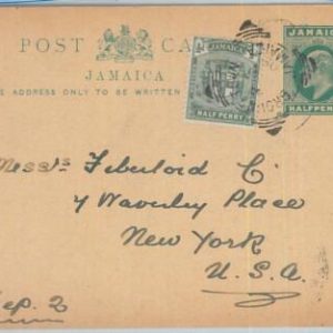 74805 - POSTAL HISTORY - JAMAICA -  STATIONERY CARD from BROWNTOWN to USA  1909