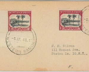39876 - WESTERN SAMOA -  POSTAL HISTORY:  CARD from APIA to USA via PAGO-PAGO
