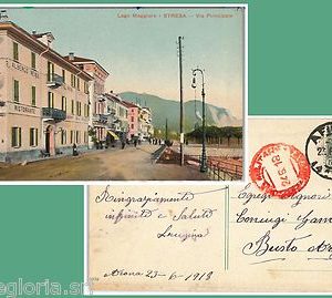 56015 -- CARTOLINA d'Epoca di Stresa on ANNULLO POSTA MILITARE rosso 1918