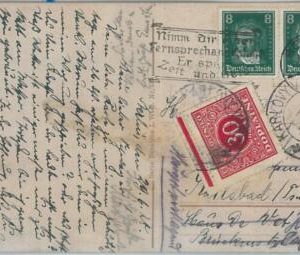 77480  - GERMANY  - POSTAL HISTORY - POSTCARD to CZECHOSLOVAKIA  taxed  1928