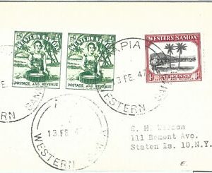 72417 - WESTERN SAMOA - POSTAL HISTORY -  CARD from APIA to USA  1947