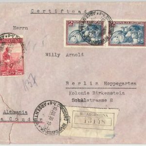 43420  ARGENTINA - postal history - REGISTERED AIRMAIL COVER Via condor GERMANY