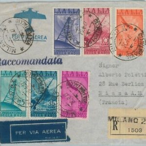 BK0009 - ITALIA REGNO - Storia Postale:  POSTA AEREA #136 /41 su BUSTA  1947