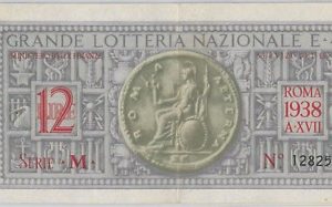 66108  - Vecchio  BIGLIETTO  LOTTERIA: Grande Lotteria  Nazionale 1938 ROMA